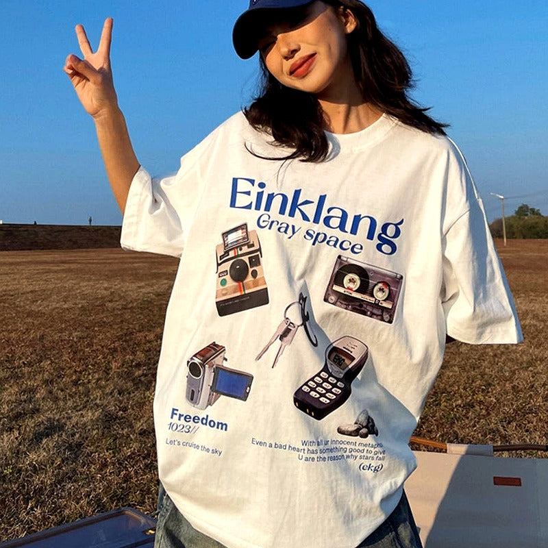 Retro Tech Print T-Shirt