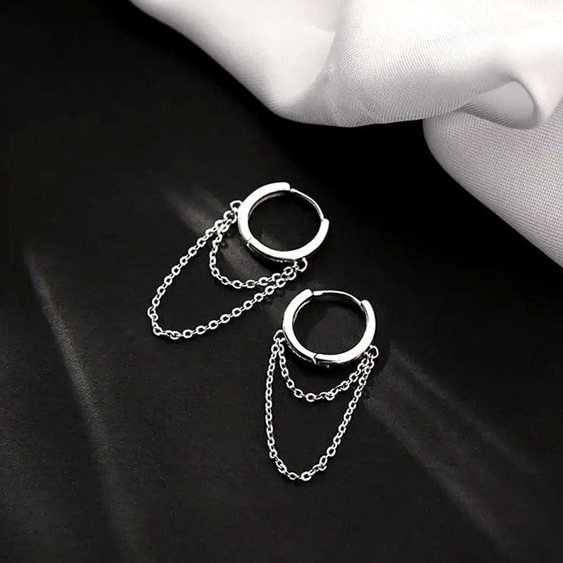 Double Chain Hoop Earrings
