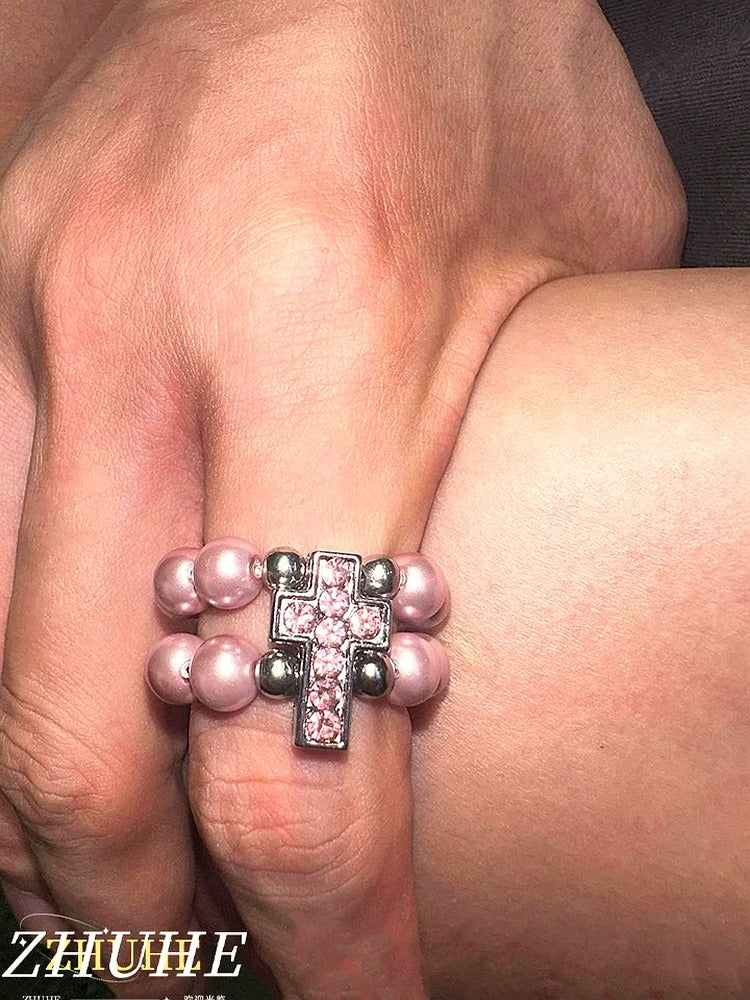 Rosy Devotion Beaded Ring