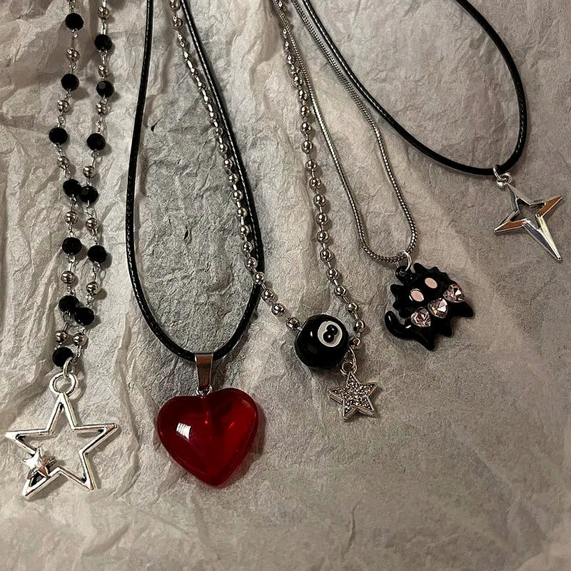 Dark Charm Layered Necklace Set