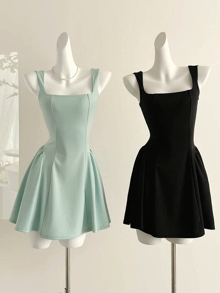 Classic Square Neck Flared Dress
