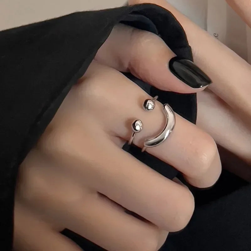 Silver Smiley Open Ring
