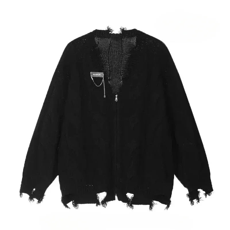 Shadow Shred Zip-Up Sweater