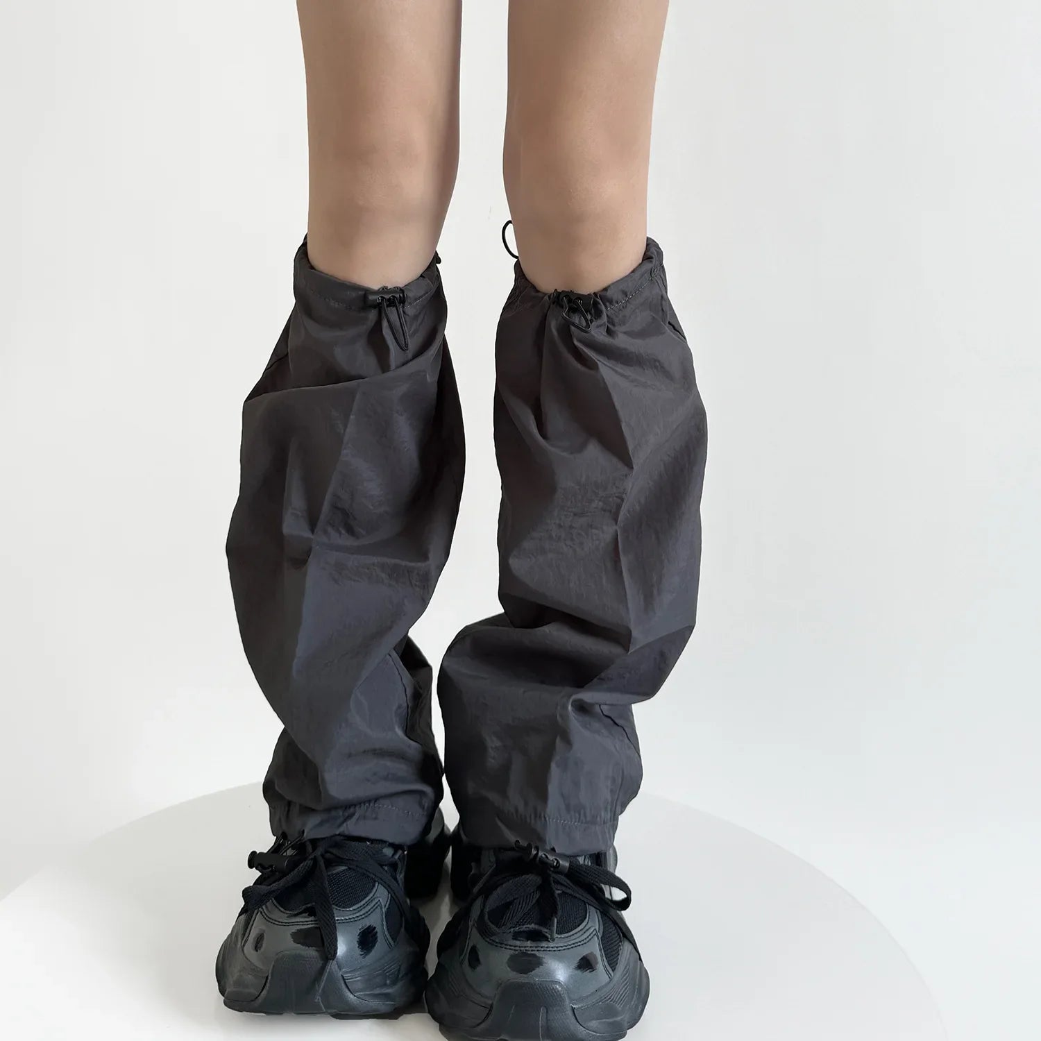 New Women Leg Warmers Tooling Style Quick Dry Drawstring Foot Cover Leg Warmers Y2k Girls Solid Color Loose Long Socks Stockings