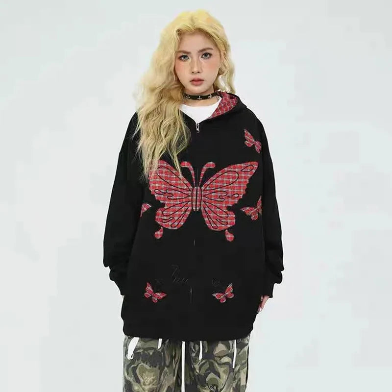 Grunge Flutter Zip-Up Hoodie