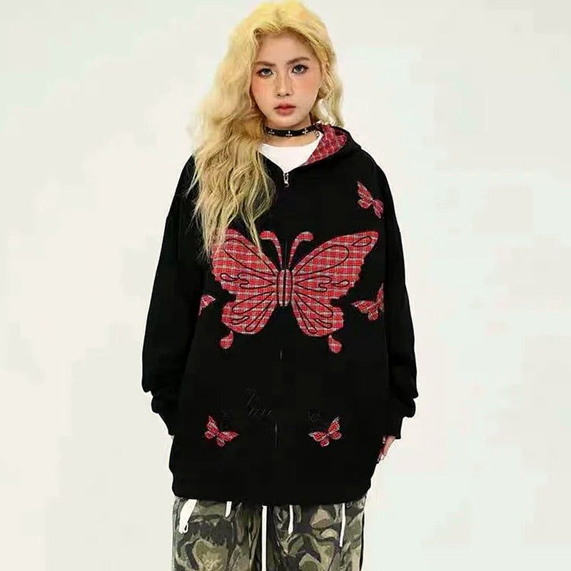 Grunge Flutter Zip-Up Hoodie