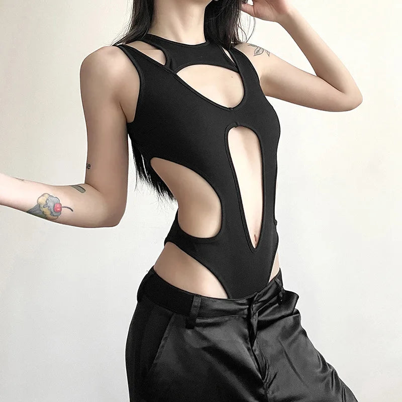 Bodysuit mit Cut-Outs in Obsidian