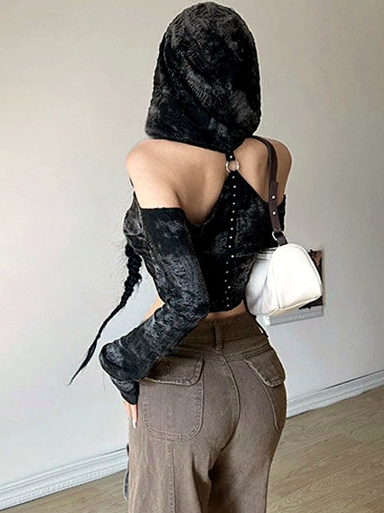 Witchcore Cold Shoulder Hoodie