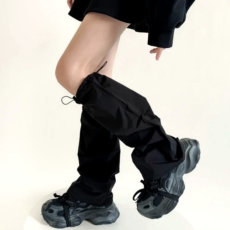 Neue Beinlinge für Frauen im Werkzeugstil, schnelltrocknend, mit Kordelzug, Fußabdeckung, Beinlinge, Y2k-Mädchen, einfarbig, lose lange Socken, Strümpfe