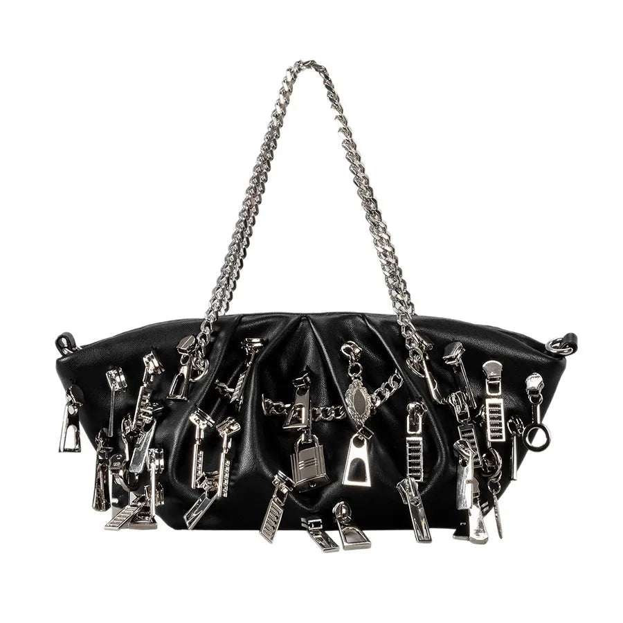 Zipper Storm Chain Shoulder Bag