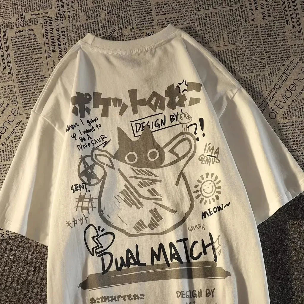 Kawaii Cat Scribble T-Shirt