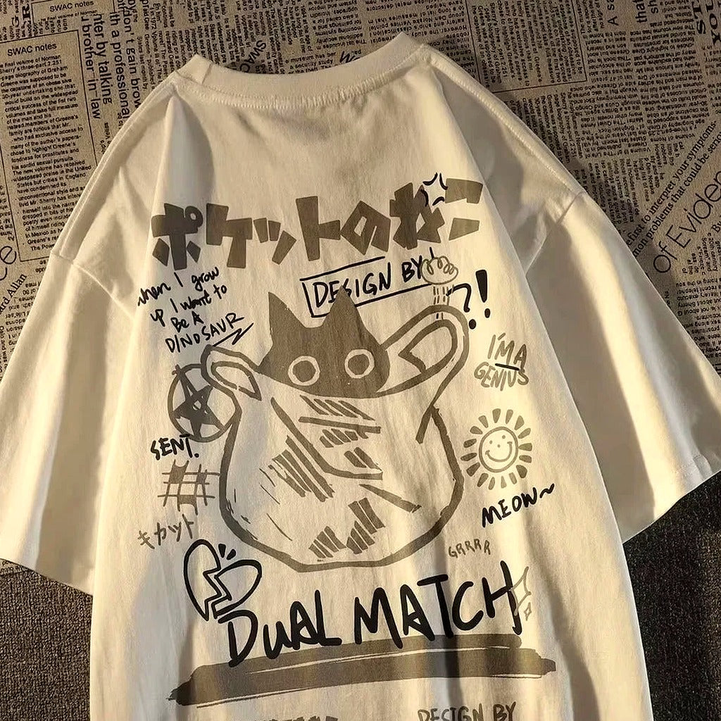 Kawaii Cat Scribble T-Shirt