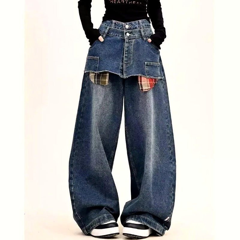 Plaid Clash Statement Jeans