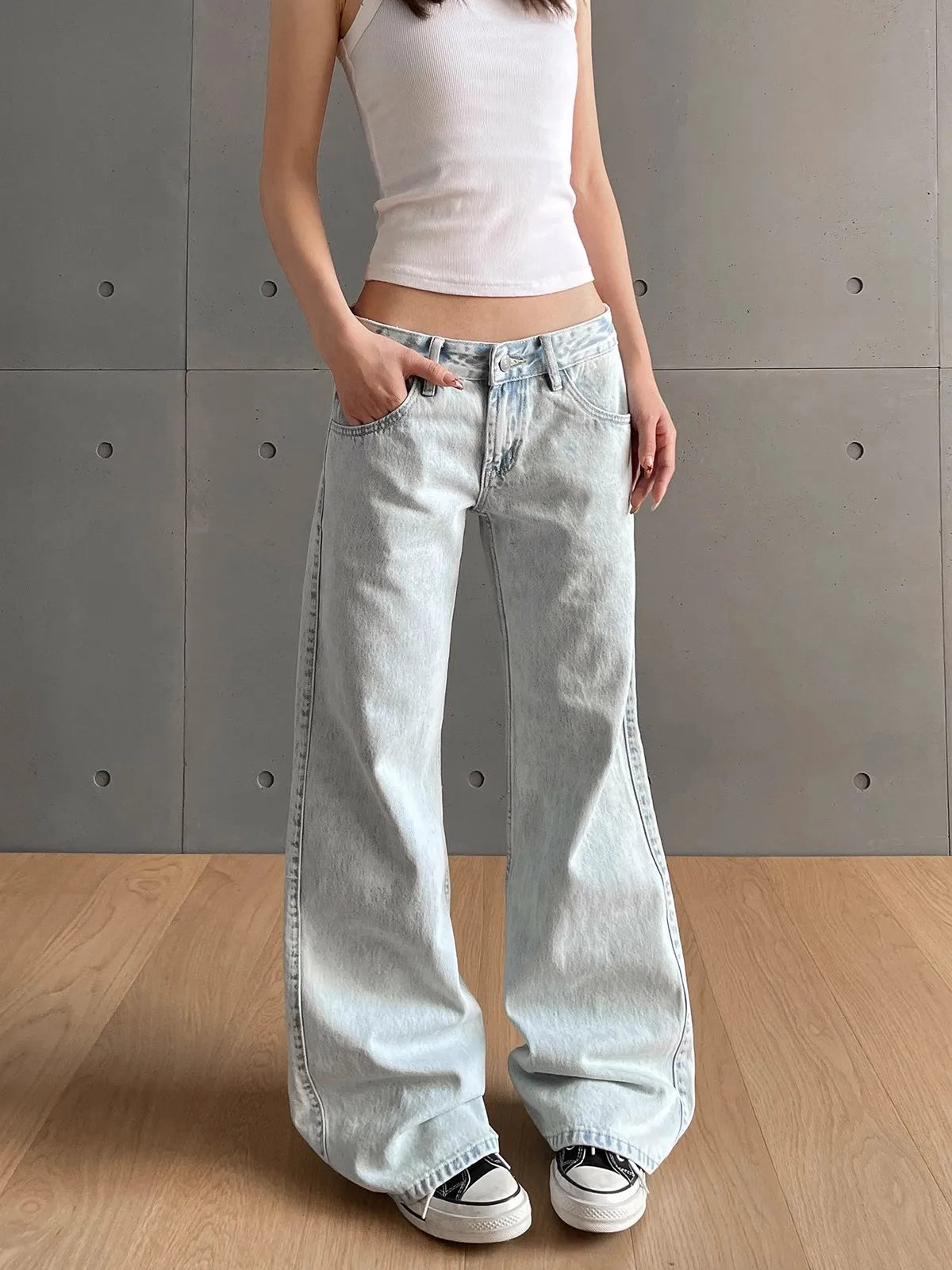 Frosted Skater Wide-Leg Jeans