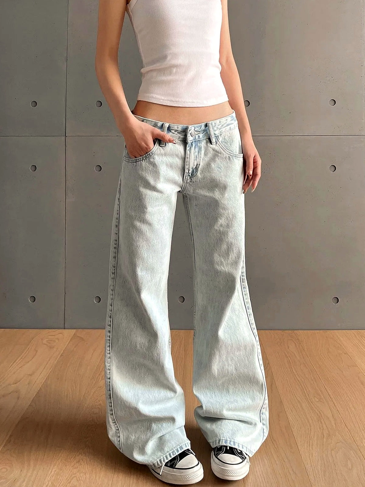 Frosted Skater Wide-Leg Jeans