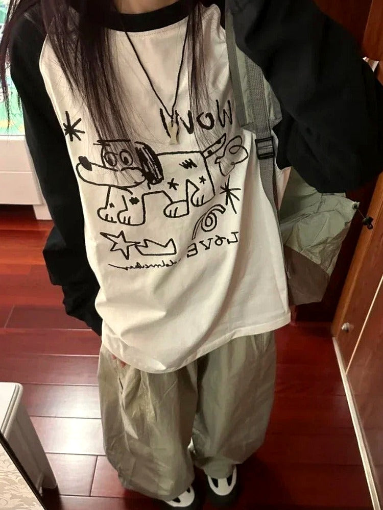 Indie Graffiti Dog Long Sleeve Shirt