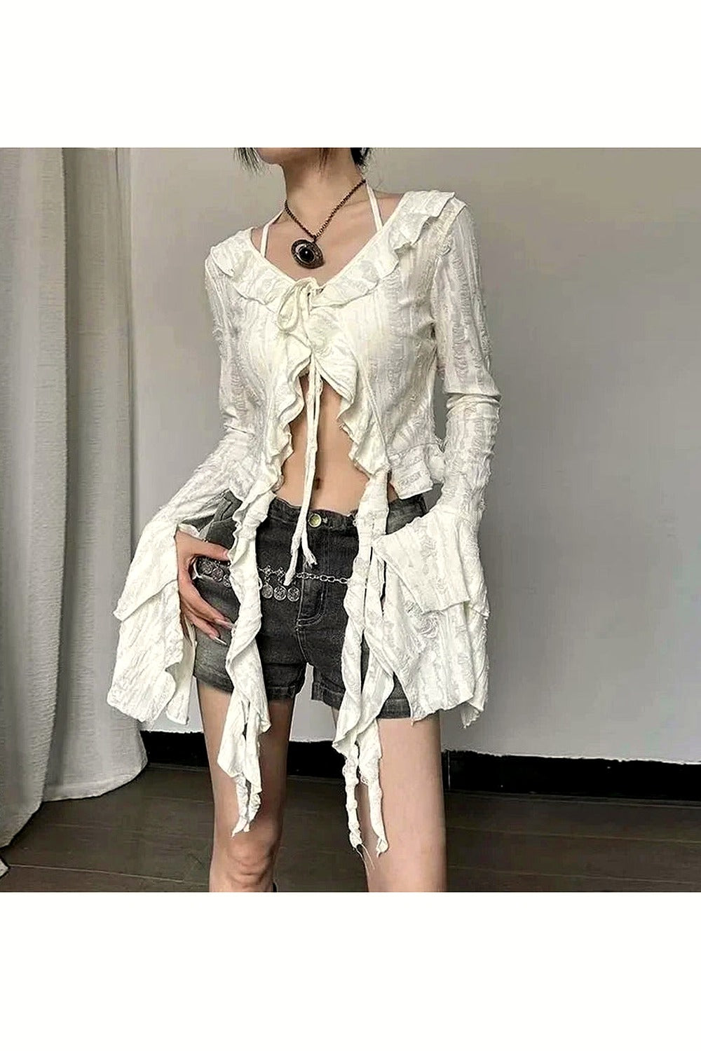 Y2k Acubi Lace Up Crop Top