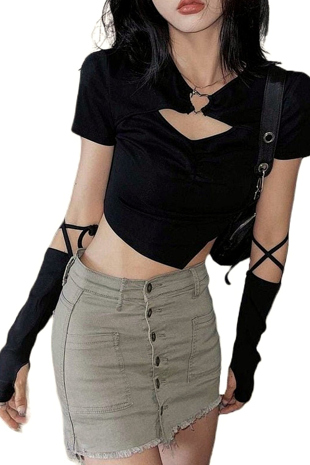 Y2k Acubi Hollow Out Casual Crop Top