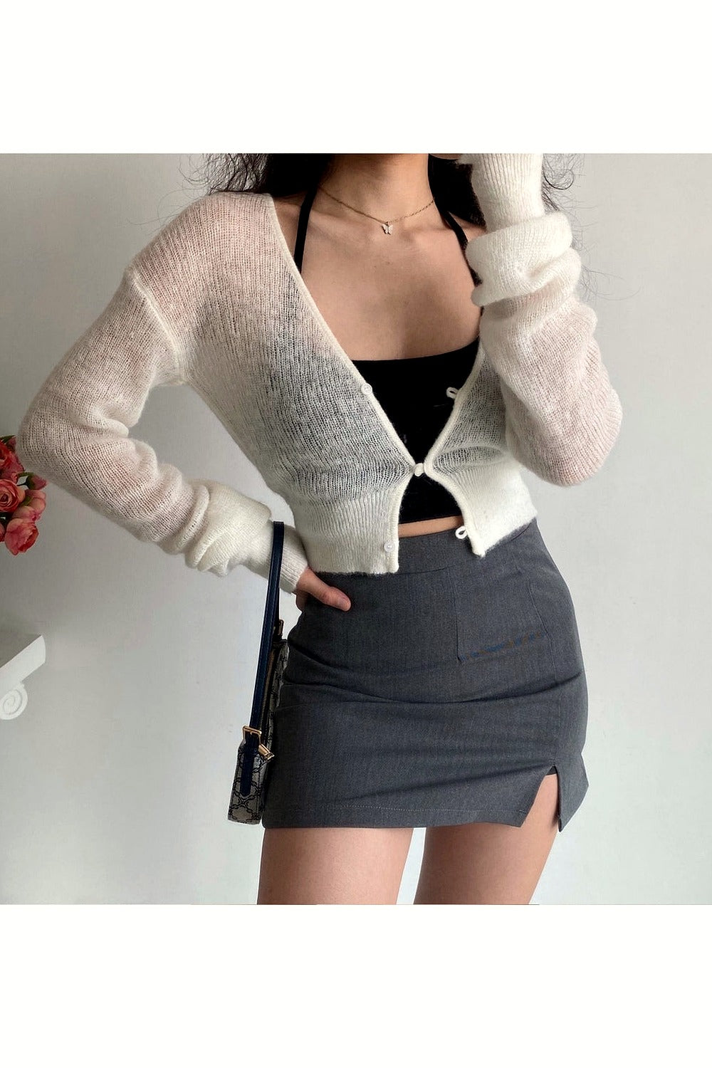 Y2k Aesthetic Knit Crop Cardigan