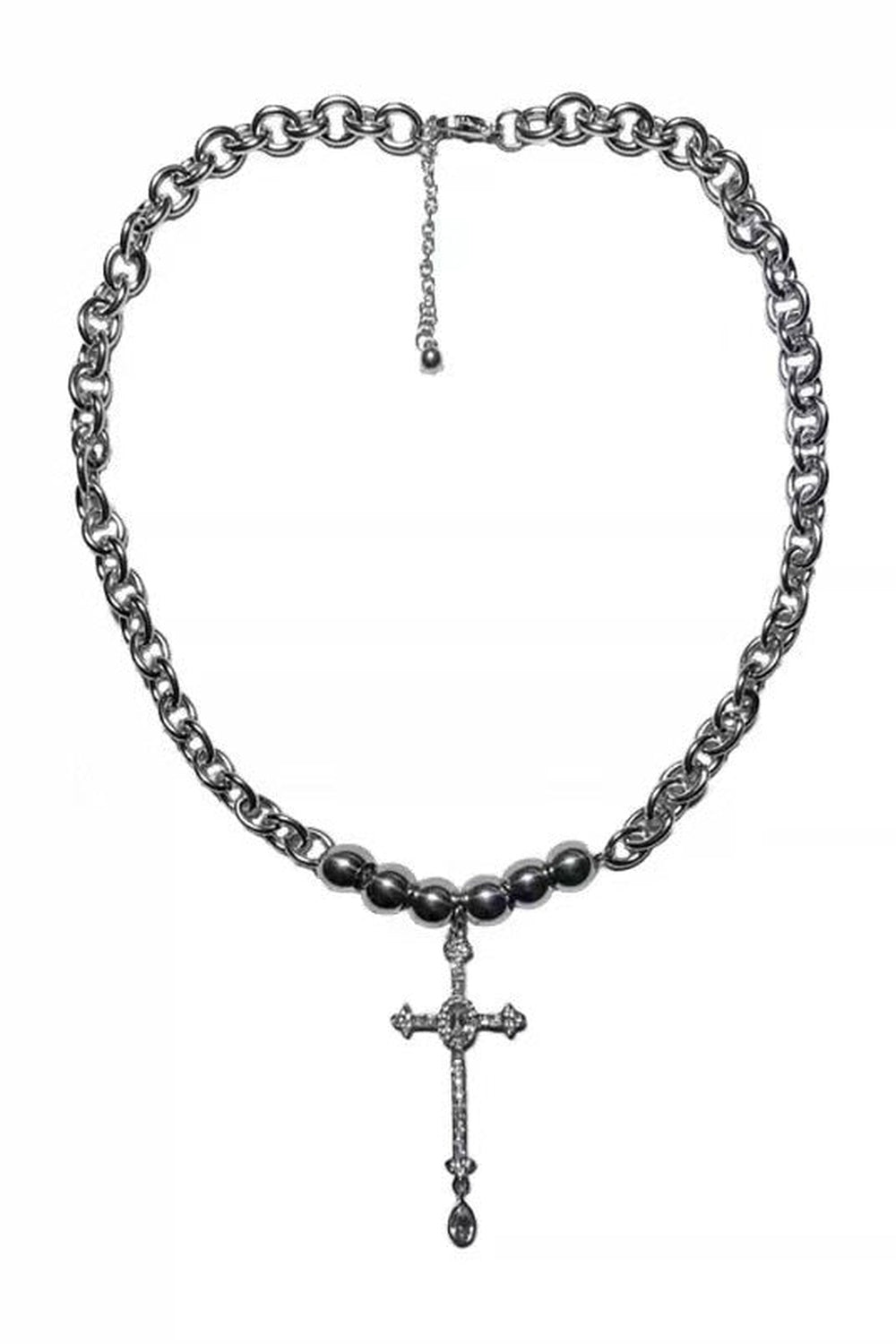 Y2k Alt Crystal Cross Necklace