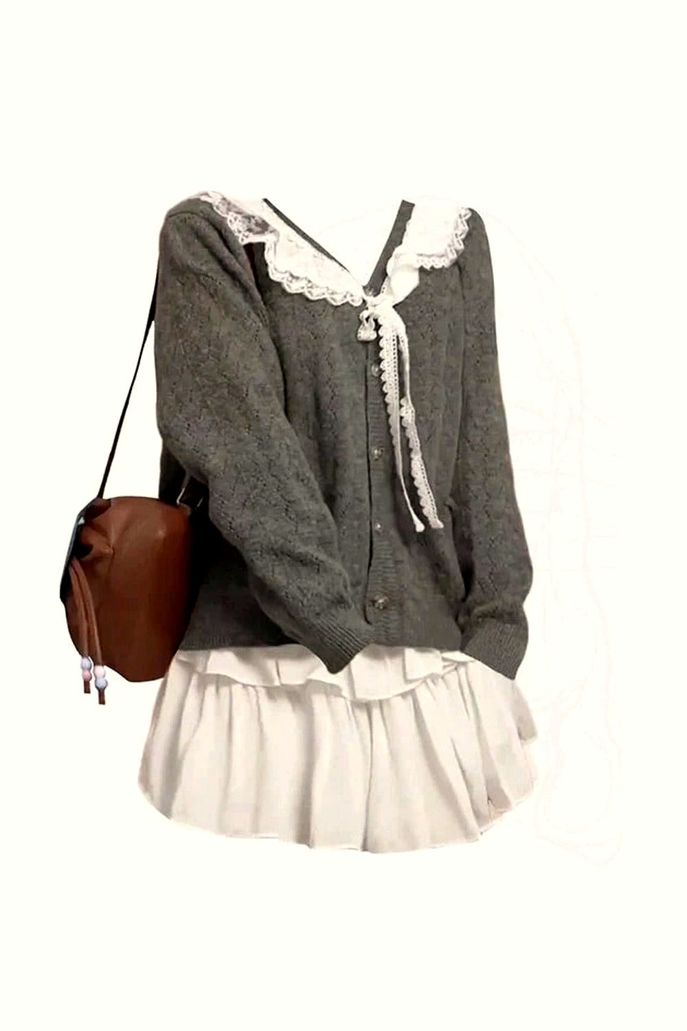 Y2k Acubi Lace Cardigan Sweater