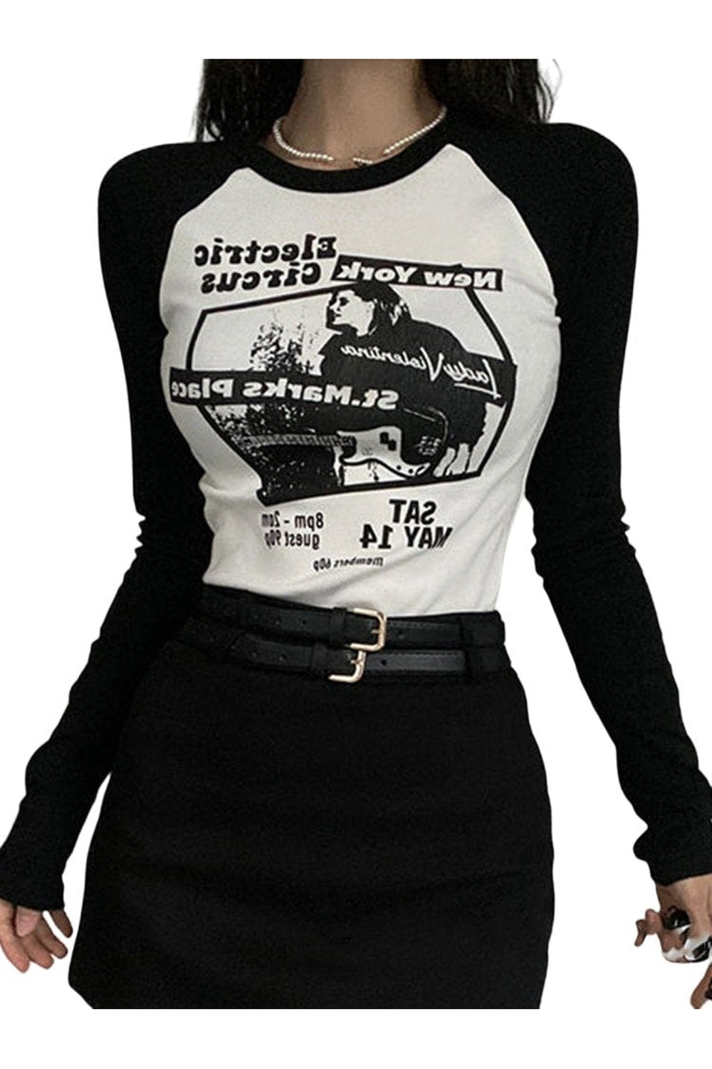 Y2k Black Patchwork Crop Top