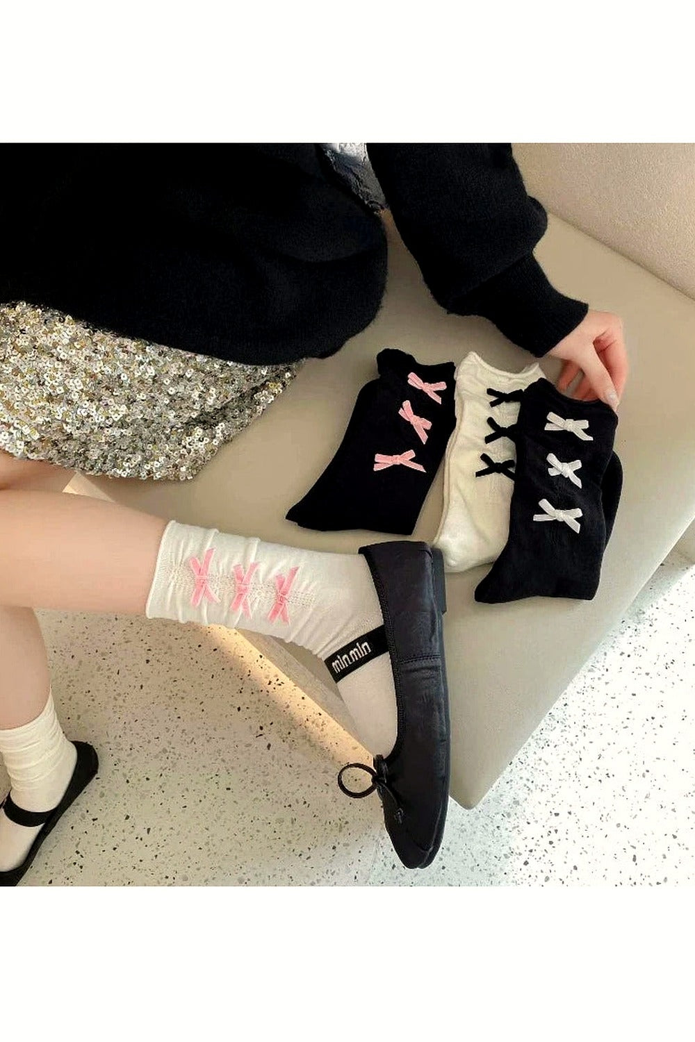 Y2k Bow Adorned Ankle Socks