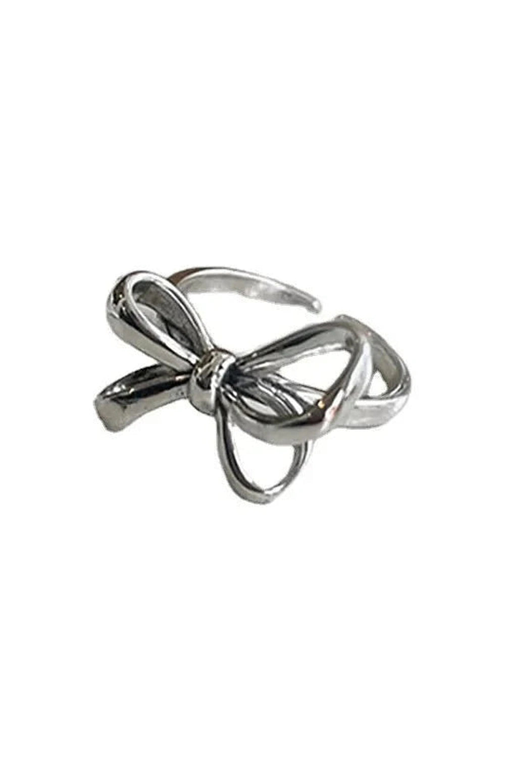 Y2k Bow Pattern Silver Ring