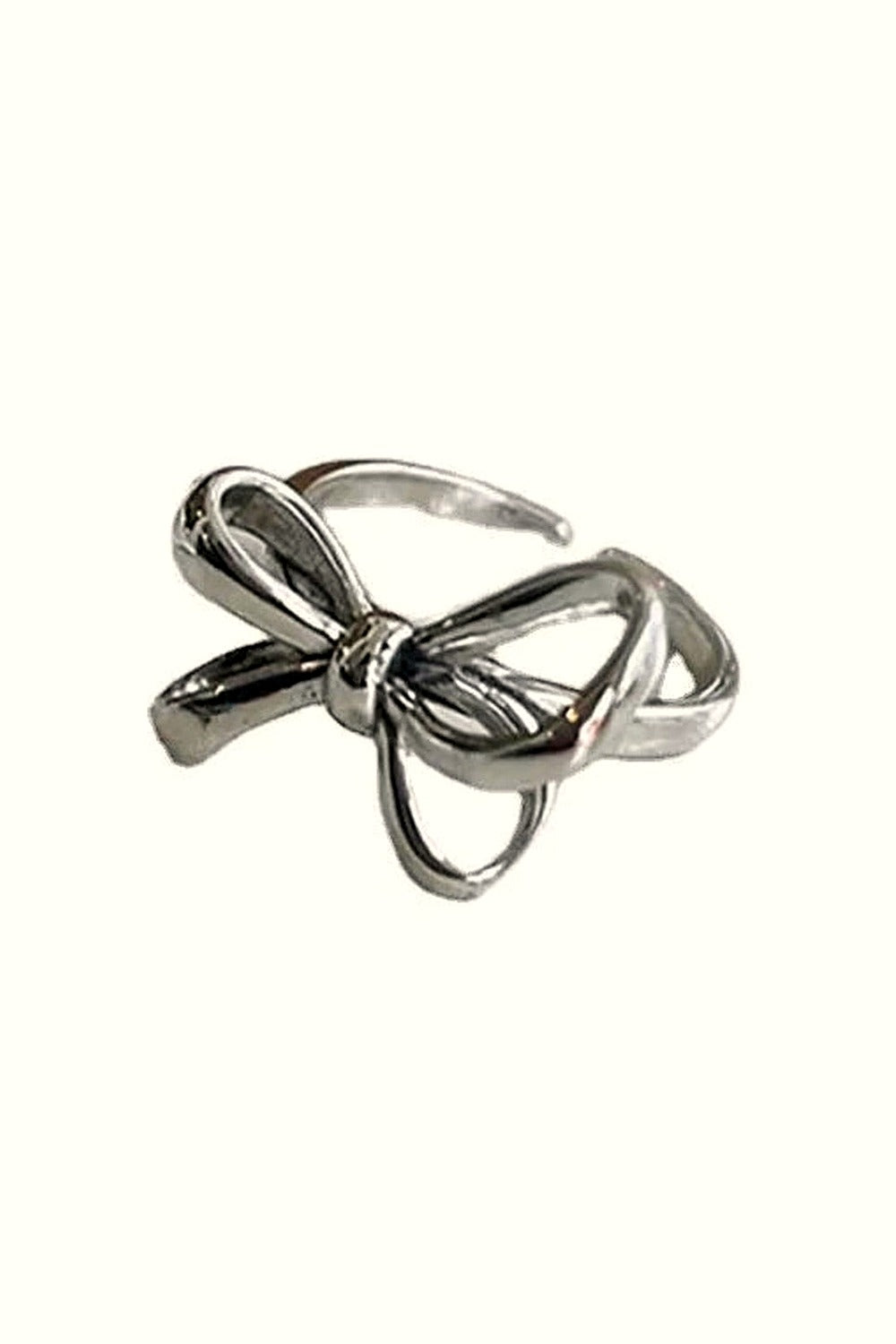 Y2k Bow Pattern Silver Ring