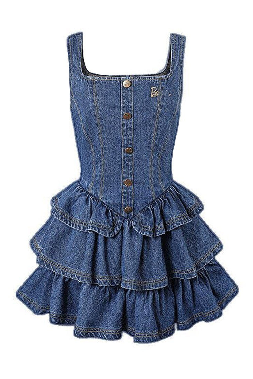 Y2k Cake Ruffle Mini Denim Dress