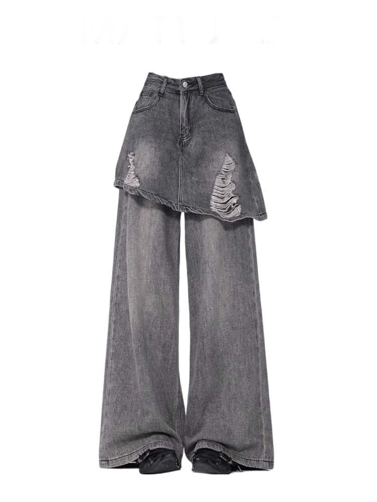 Grunge Skirted Flare Jeans