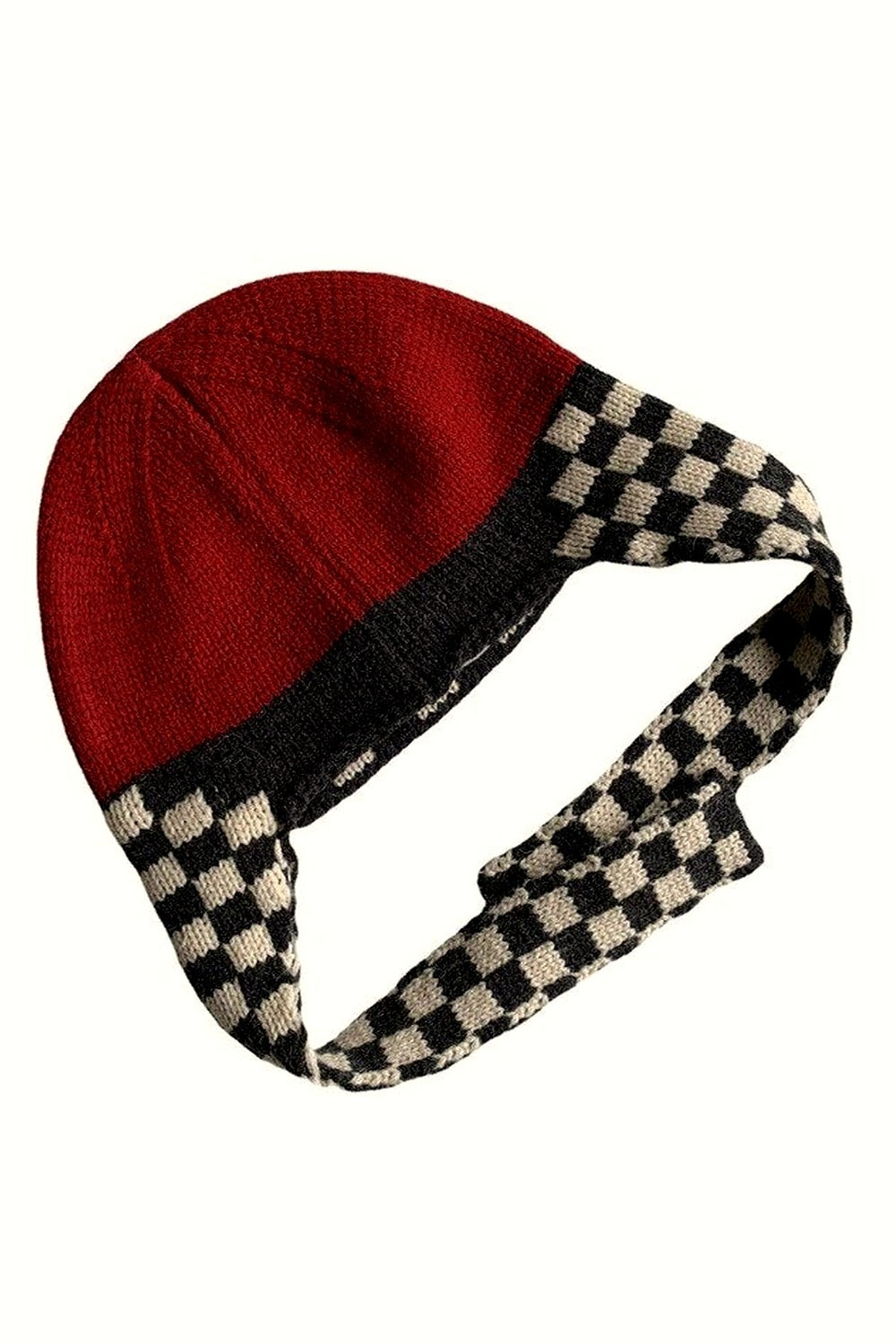 Y2k Checkerboard Lei Feng Ear Warmer Cap