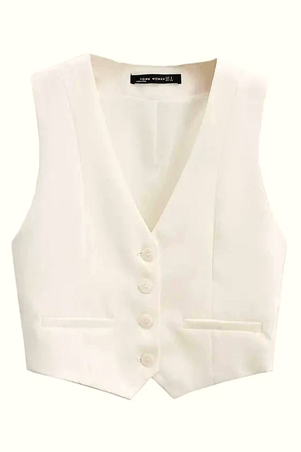 Y2k Chic V-Neck White Vest