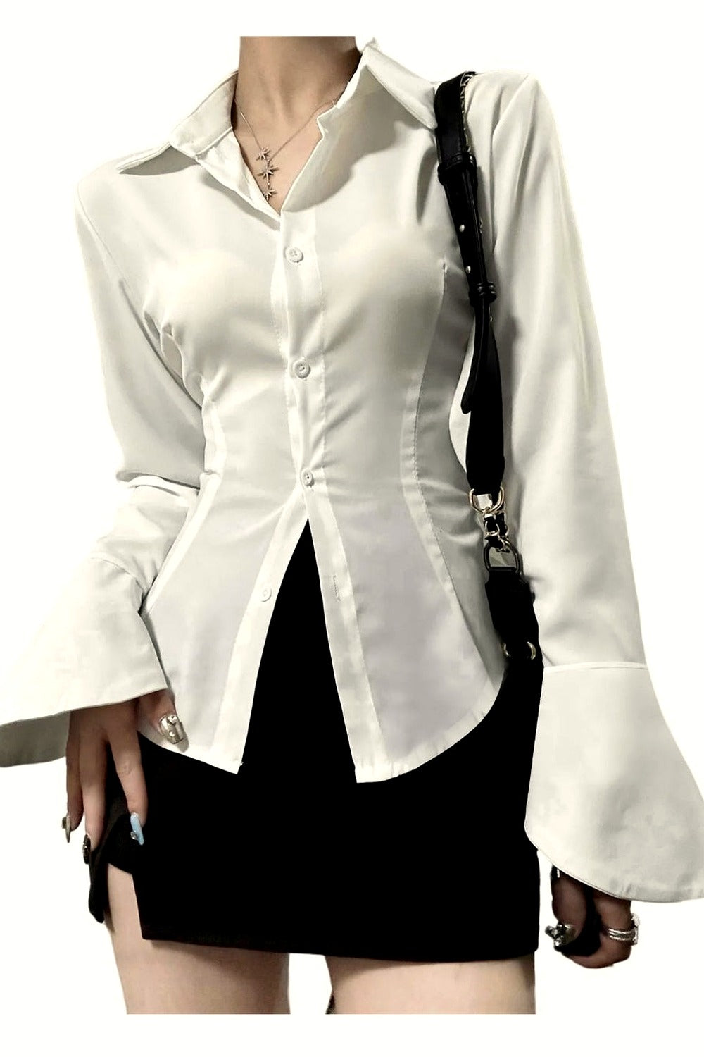 Y2k Chiffon Bandage Collar Blouse