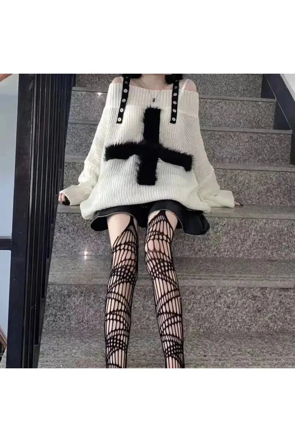 Y2k Contrast Charm Oversized Sweater