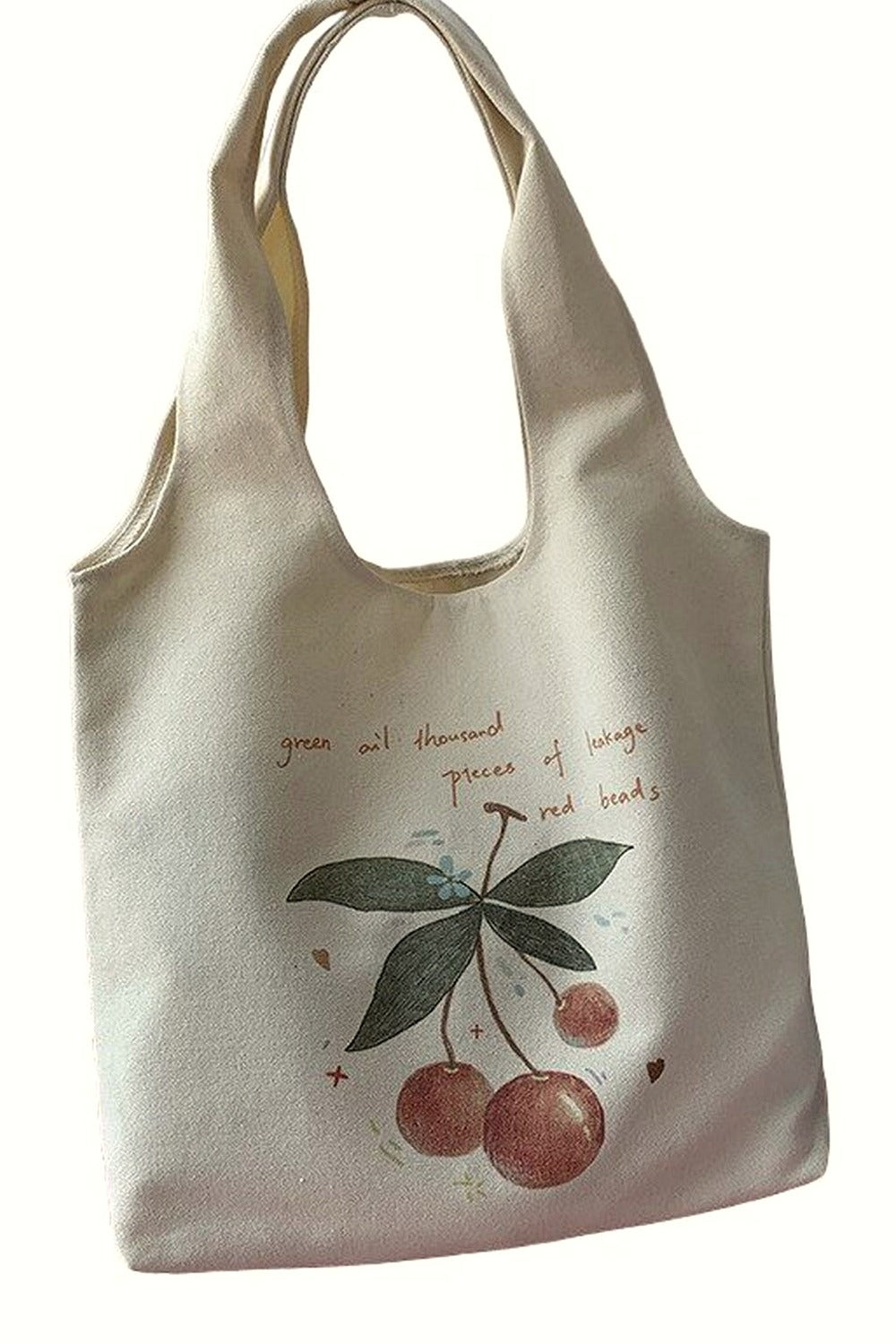 Y2k Coquette Cherry Print Canvas Shopping Bag