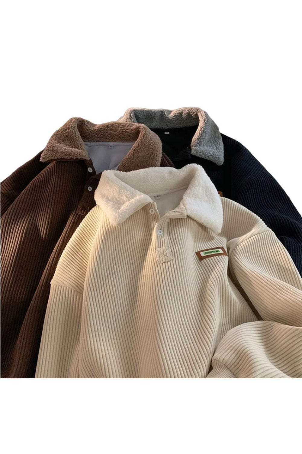 Y2k Corduroy Polo Collar Pullover