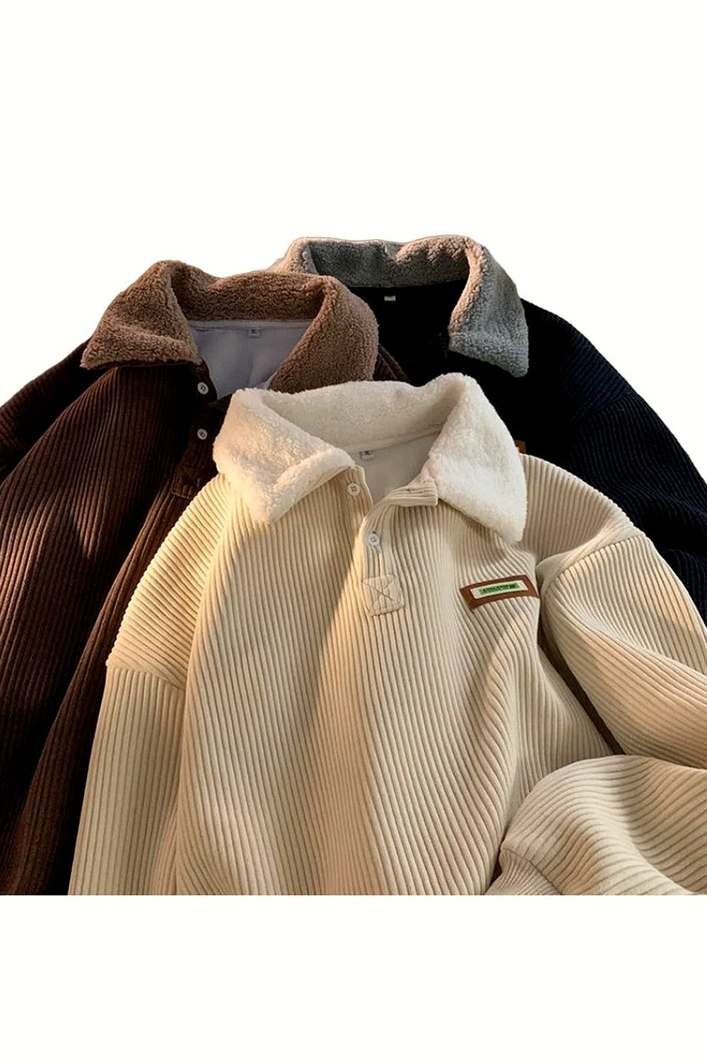 Y2k Corduroy Polo Collar Pullover
