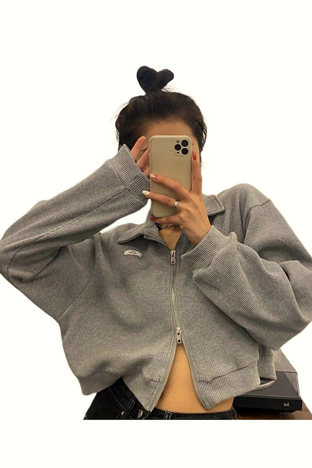Y2k Crop Zip Up Hoodie