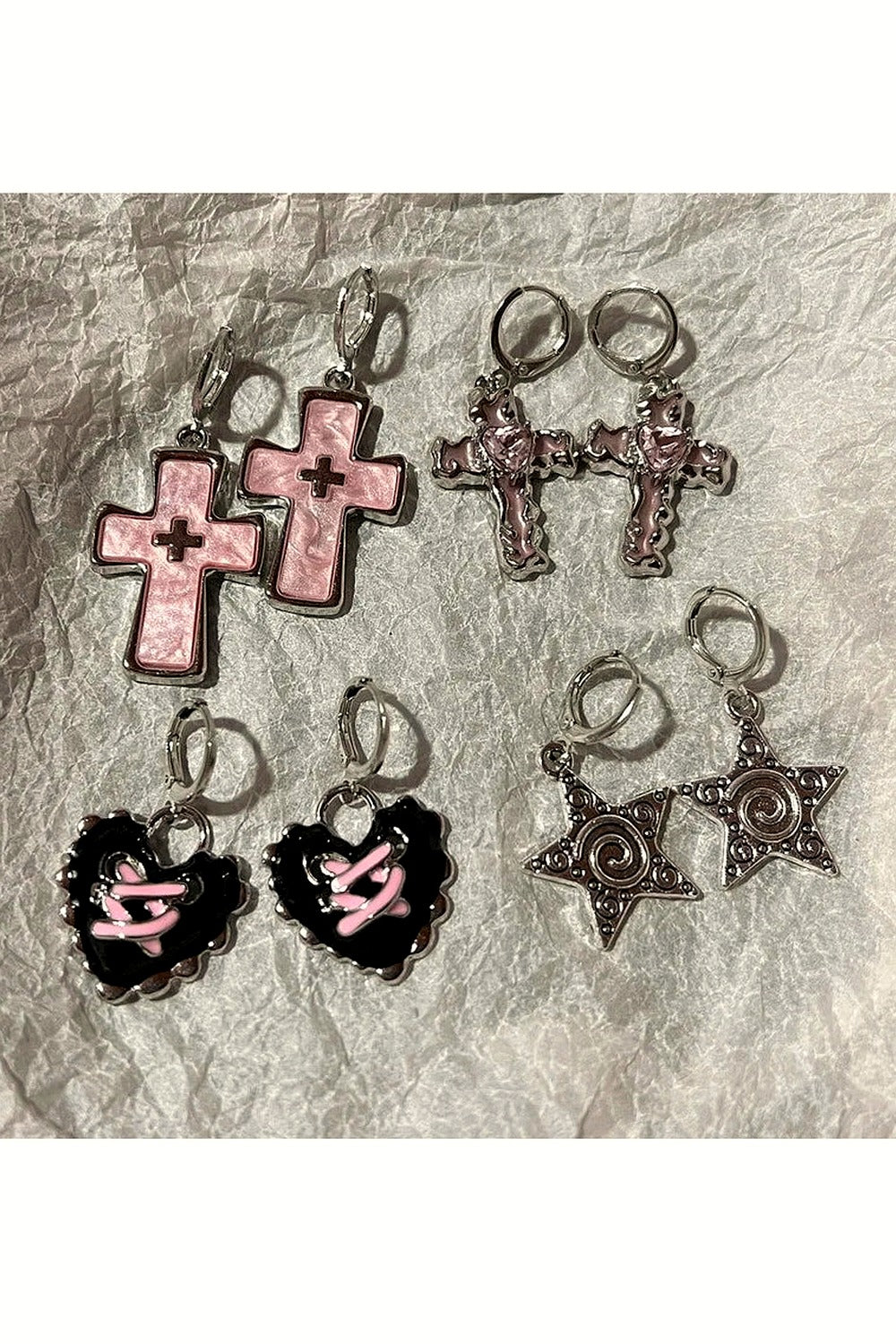 Y2k Cross Crystal Silver Earrings Gifts