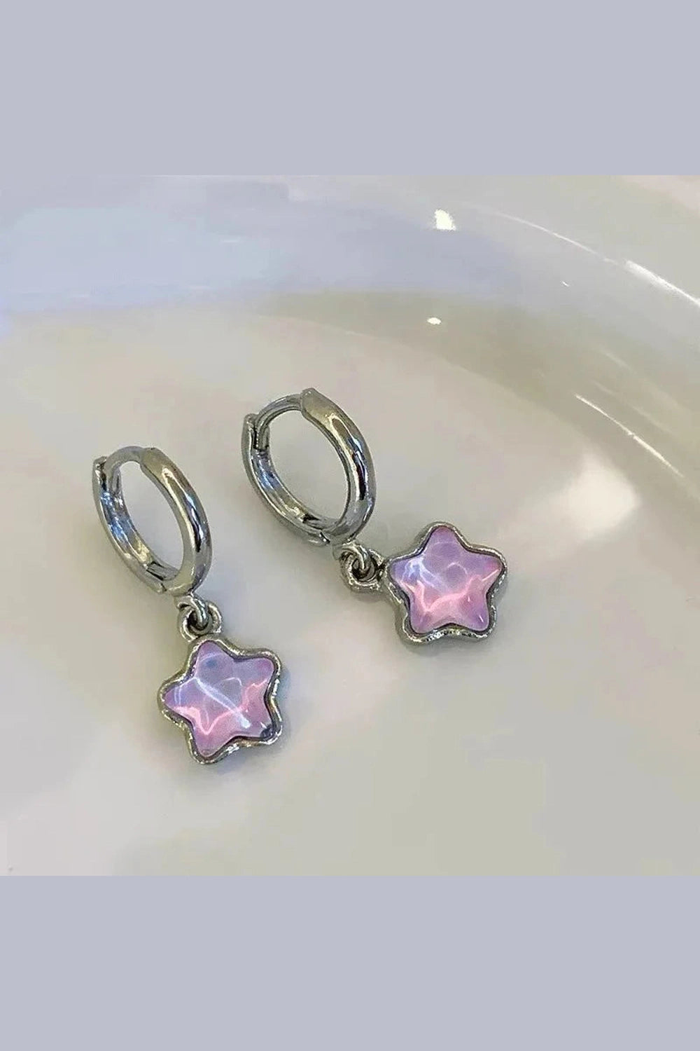 Y2k Crystal Pentagram Hoop Earrings