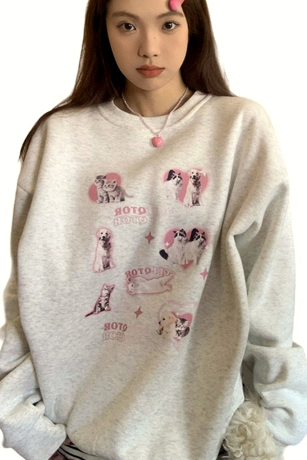 Y2k Cute Kitty Dog Sweatshirt