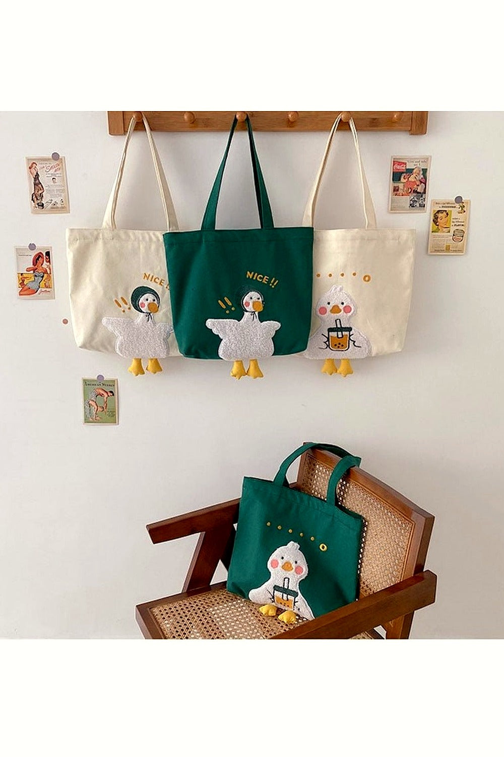 Y2k Duck Embroidery Canvas Bag