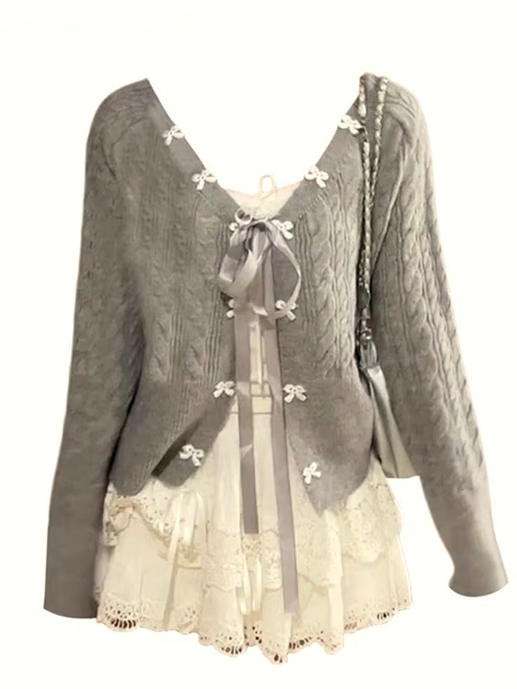 Outfit-Set aus weicher Spitze und Schleife
