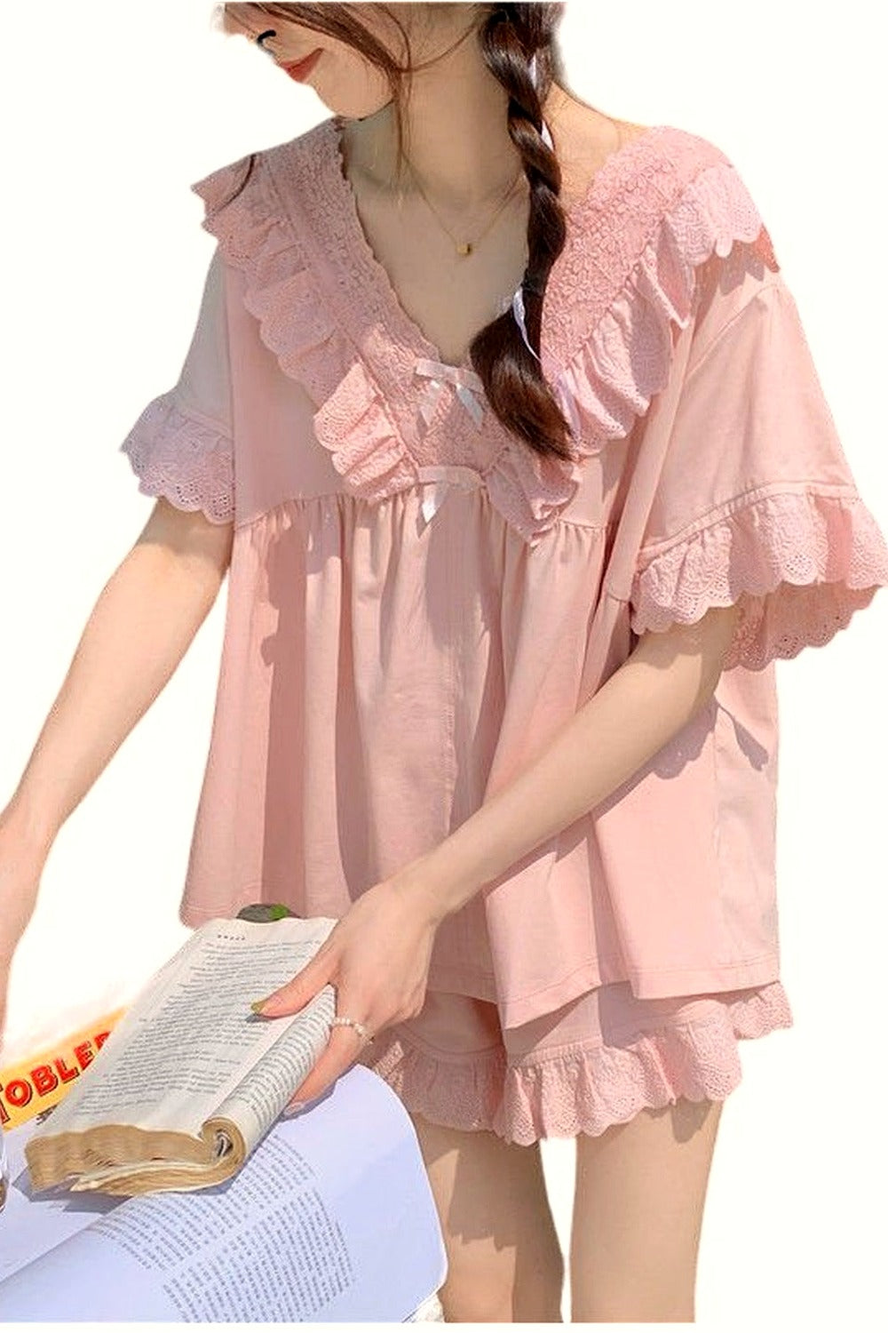 Y2k Elegant Ruffles Pajama