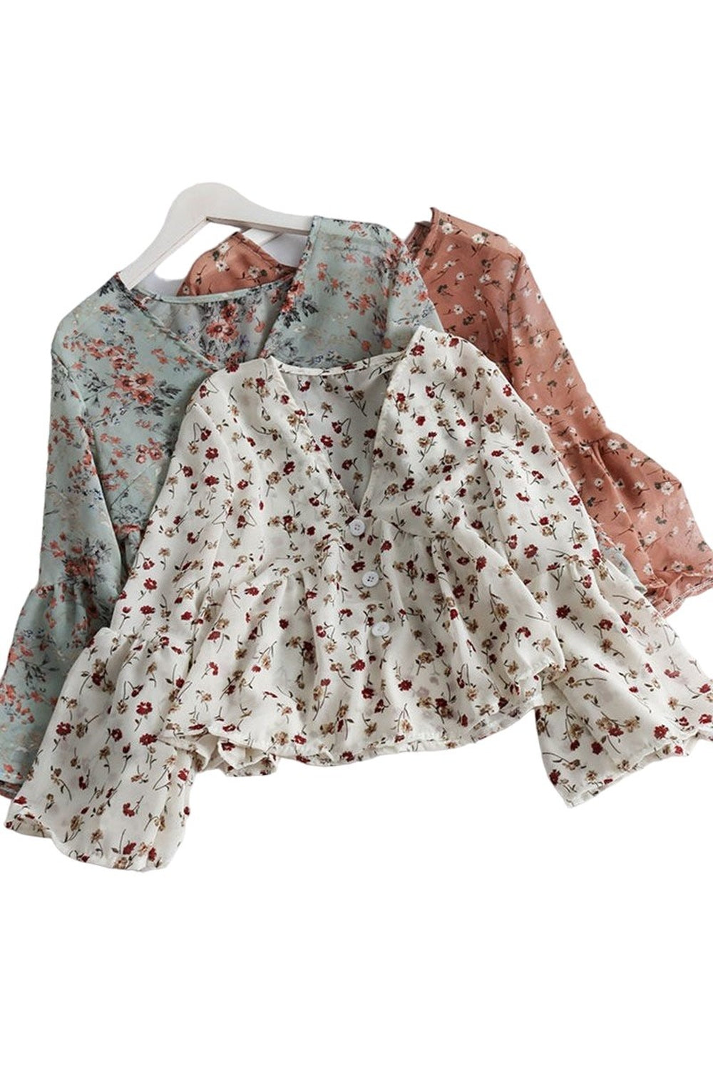 Y2k Floral Chiffon Blouse