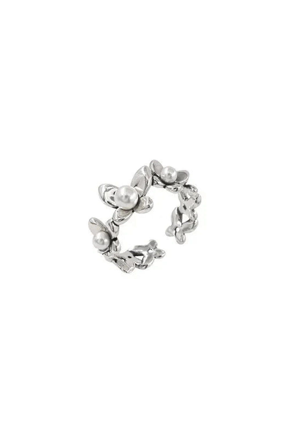 Y2k Flower Pearl Adjustable Ring