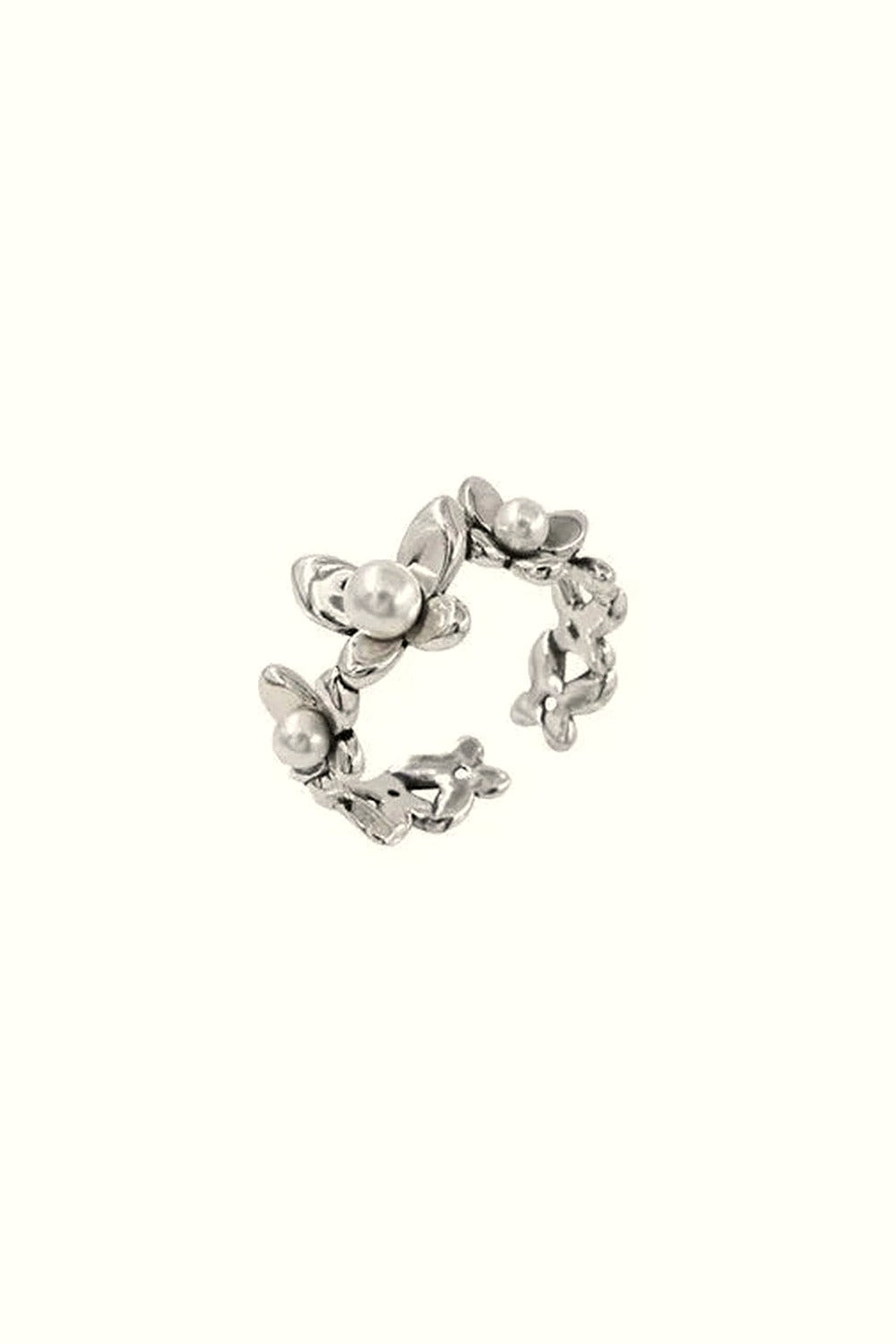 Y2k Flower Pearl Adjustable Ring