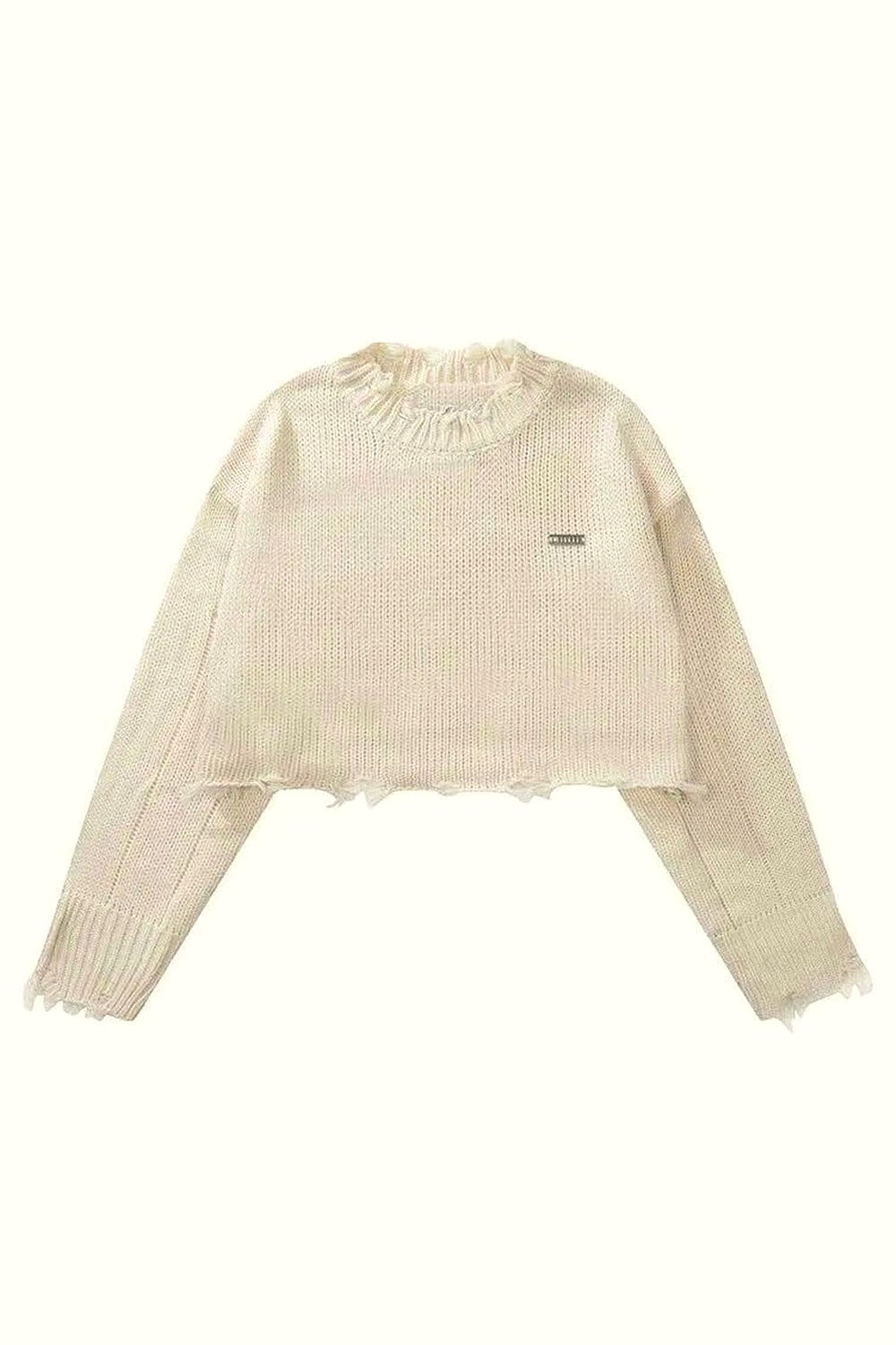 Y2k Frayed Cotton Cloud Sweater