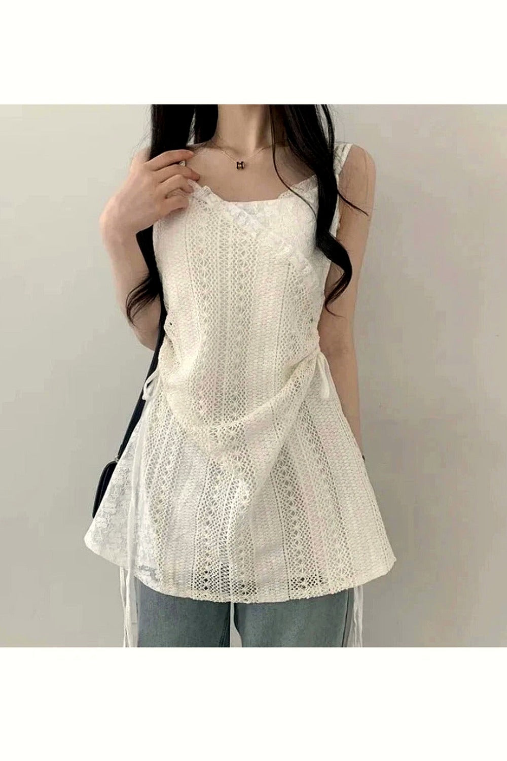 Y2k French Lace Sling Dress
